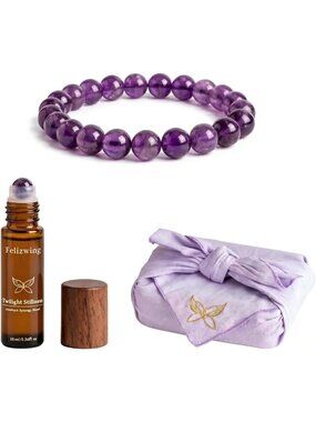 8mm Natural Amethyst Bracelet for Women - Crystal Beads for Calm & Meditation